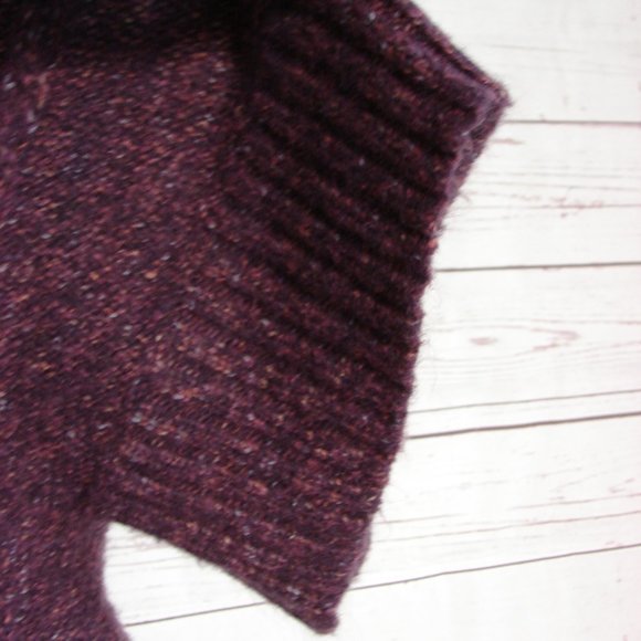 Purple Pink Flecks Cable Knit V Sweater S/Sleeve - Picture 9 of 14
